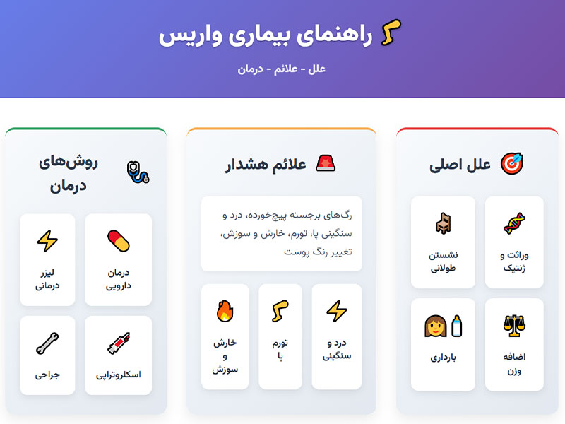علل و درمان واریس