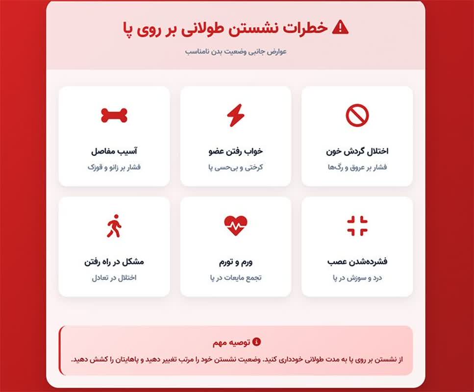 نشستن طولانی بر روی پا
